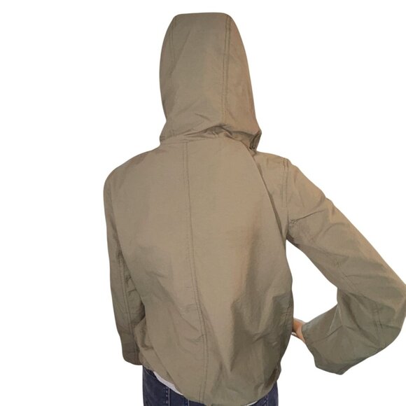 J.Crew Womens Hooded Windbreaker Cropped Jacket Size XXS Olive Green - Picture 7 of 9